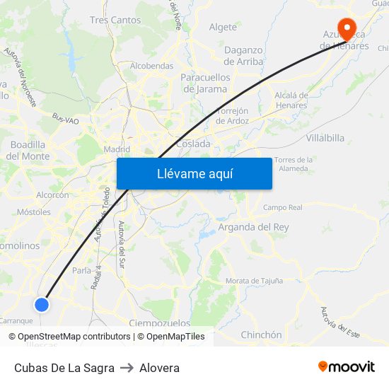 Cubas De La Sagra to Alovera map