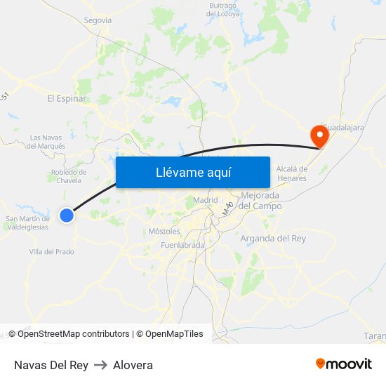 Navas Del Rey to Alovera map
