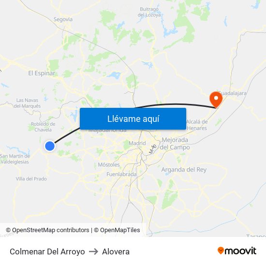 Colmenar Del Arroyo to Alovera map