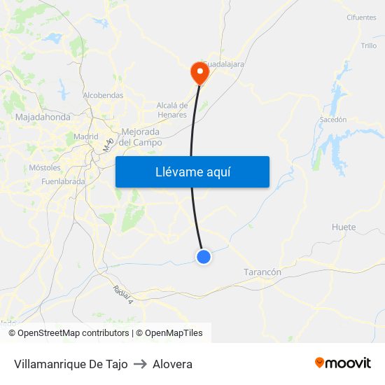 Villamanrique De Tajo to Alovera map
