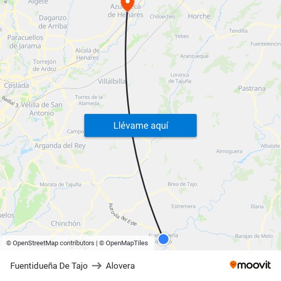 Fuentidueña De Tajo to Alovera map