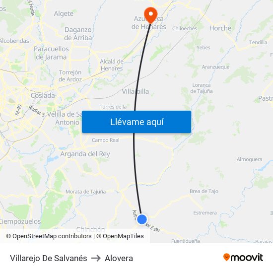 Villarejo De Salvanés to Alovera map