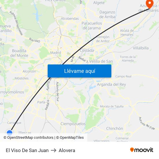 El Viso De San Juan to Alovera map