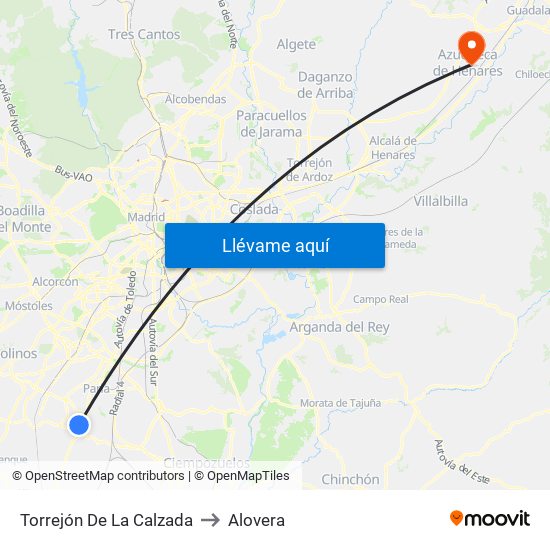 Torrejón De La Calzada to Alovera map