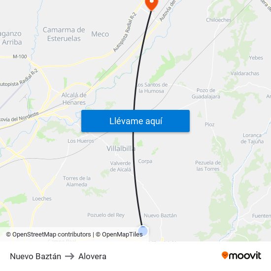 Nuevo Baztán to Alovera map
