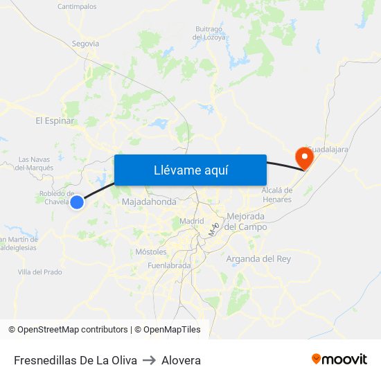 Fresnedillas De La Oliva to Alovera map