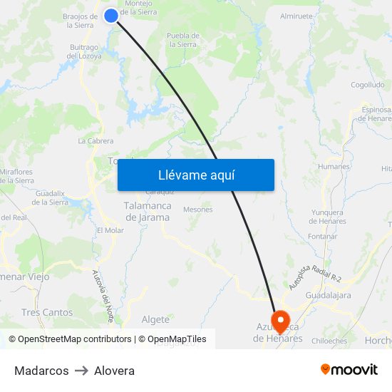 Madarcos to Alovera map