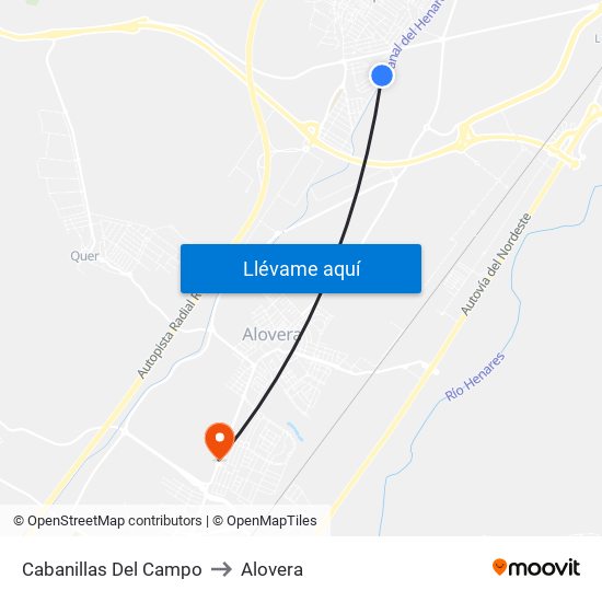 Cabanillas Del Campo to Alovera map