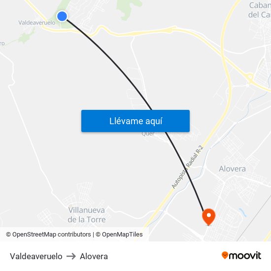 Valdeaveruelo to Alovera map