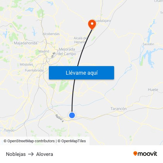 Noblejas to Alovera map