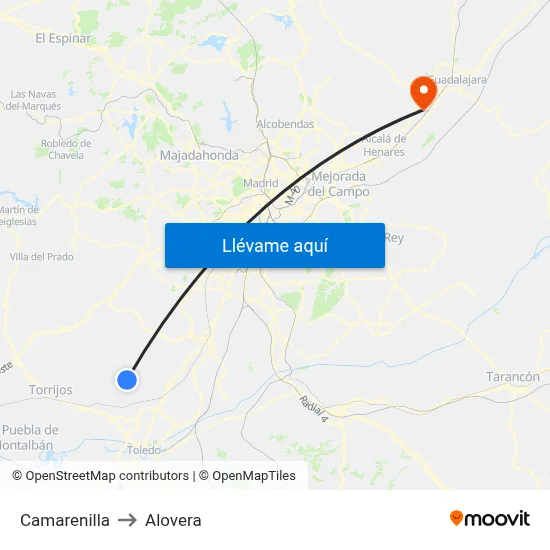 Camarenilla to Alovera map
