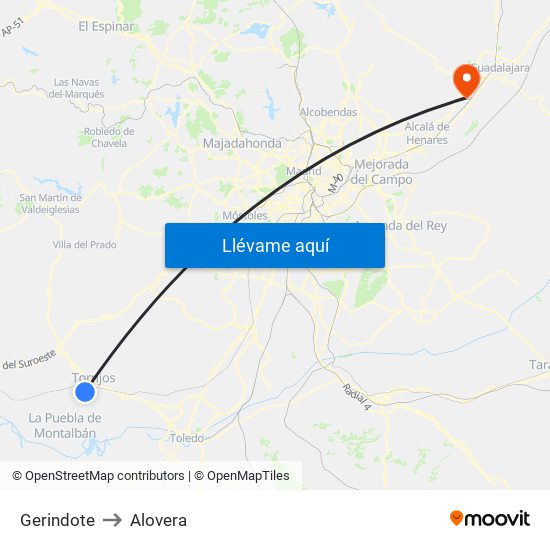 Gerindote to Alovera map