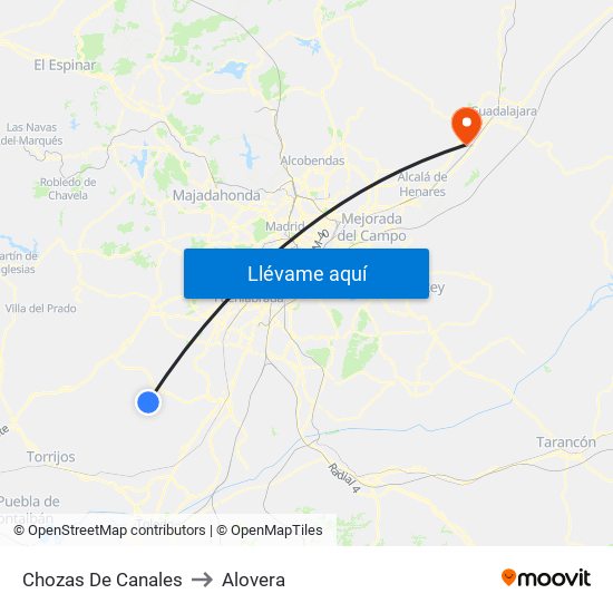 Chozas De Canales to Alovera map