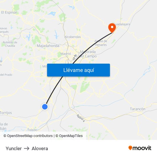 Yuncler to Alovera map