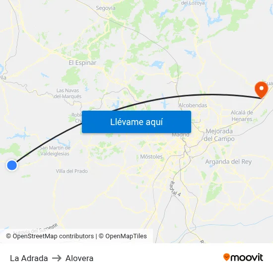 La Adrada to Alovera map