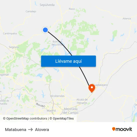 Matabuena to Alovera map