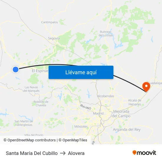 Santa María Del Cubillo to Alovera map