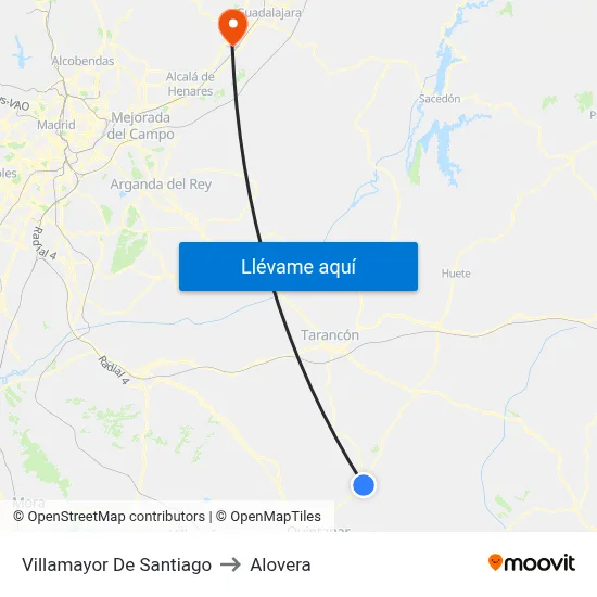 Villamayor De Santiago to Alovera map
