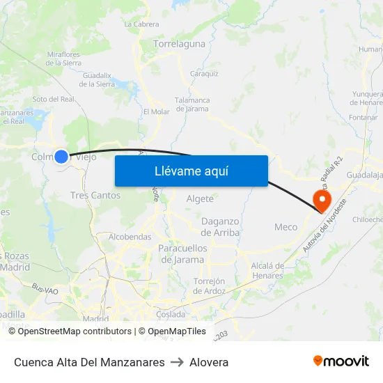 Cuenca Alta Del Manzanares to Alovera map