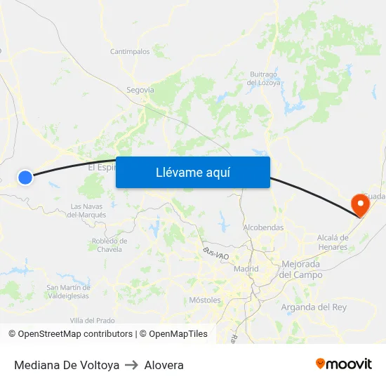 Mediana De Voltoya to Alovera map