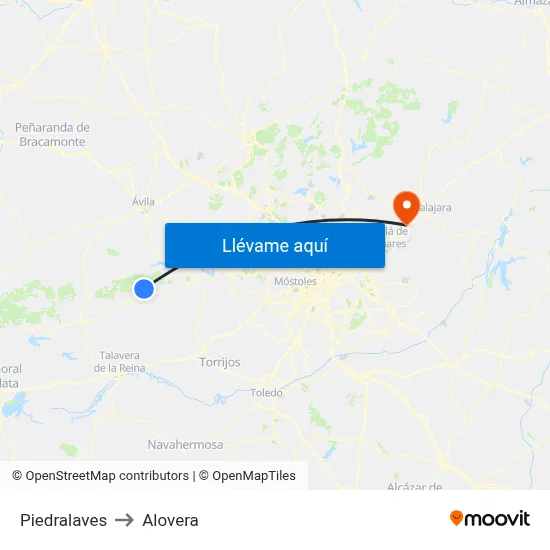 Piedralaves to Alovera map
