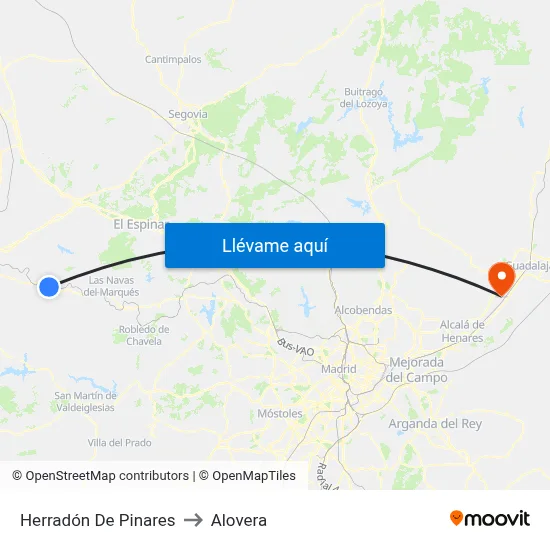 Herradón De Pinares to Alovera map