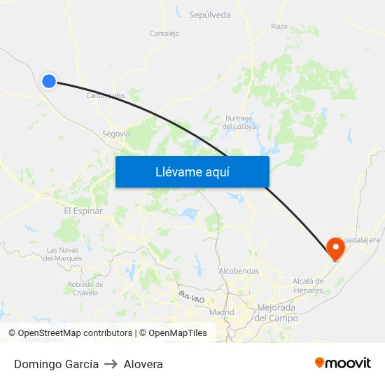 Domingo García to Alovera map