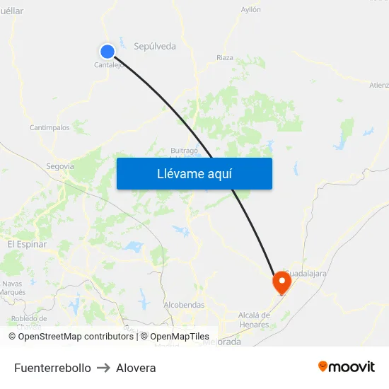 Fuenterrebollo to Alovera map
