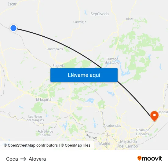 Coca to Alovera map