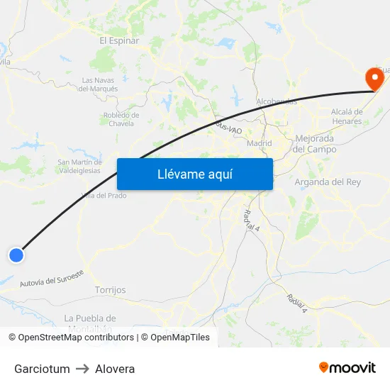 Garciotum to Alovera map
