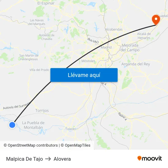 Malpica De Tajo to Alovera map