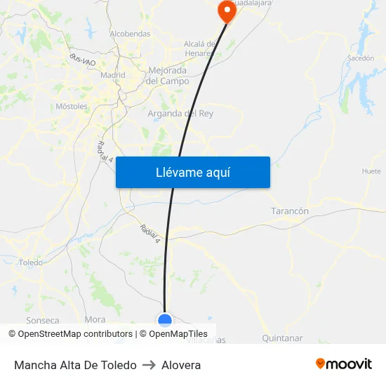 Mancha Alta De Toledo to Alovera map