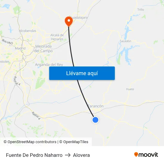 Fuente De Pedro Naharro to Alovera map