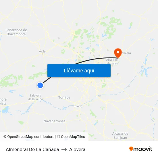 Almendral De La Cañada to Alovera map