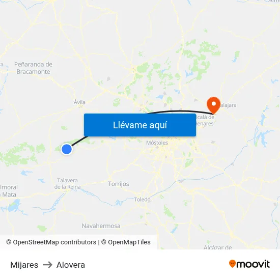Mijares to Alovera map