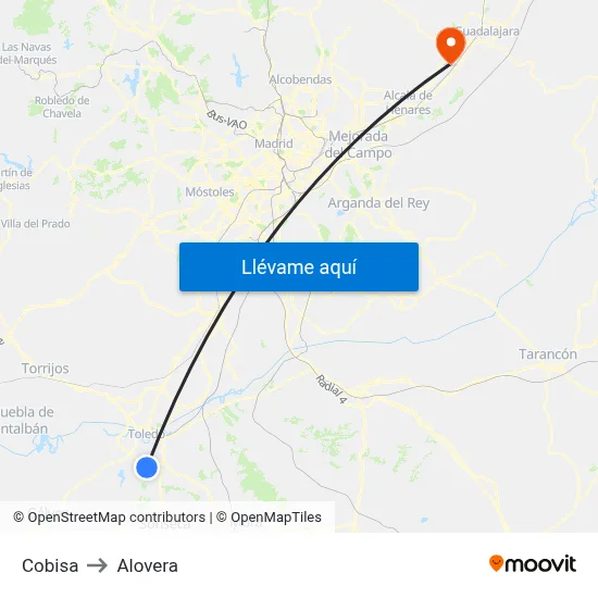 Cobisa to Alovera map
