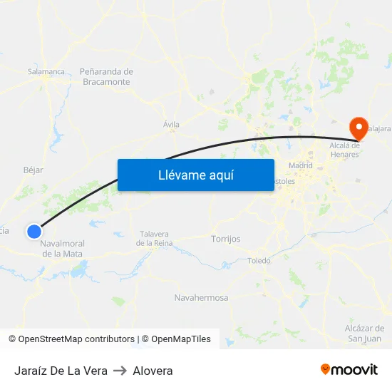 Jaraíz De La Vera to Alovera map