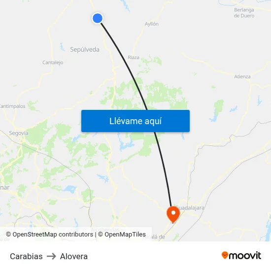 Carabias to Alovera map