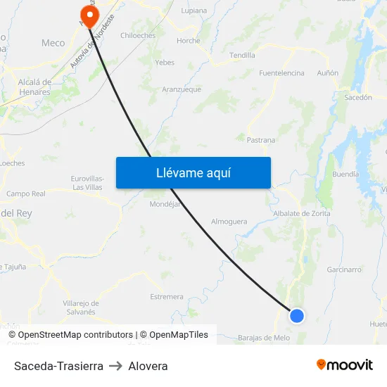 Saceda-Trasierra to Alovera map