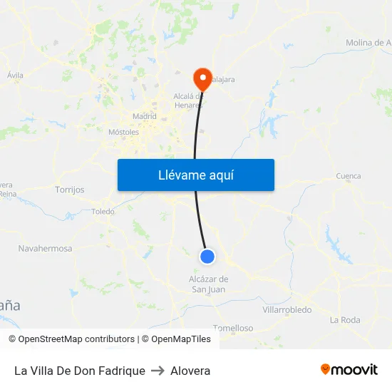 La Villa De Don Fadrique to Alovera map