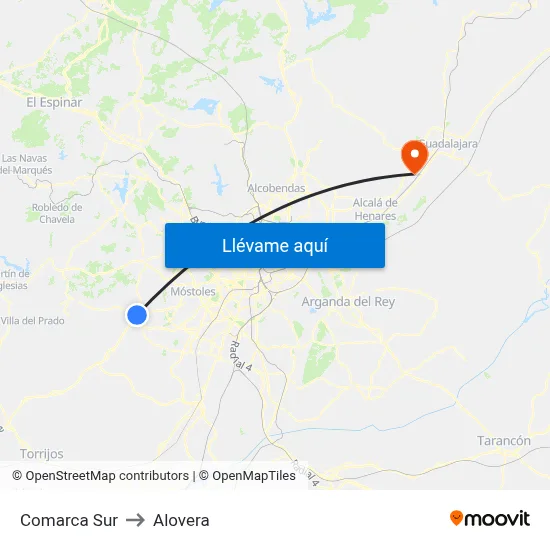 Comarca Sur to Alovera map