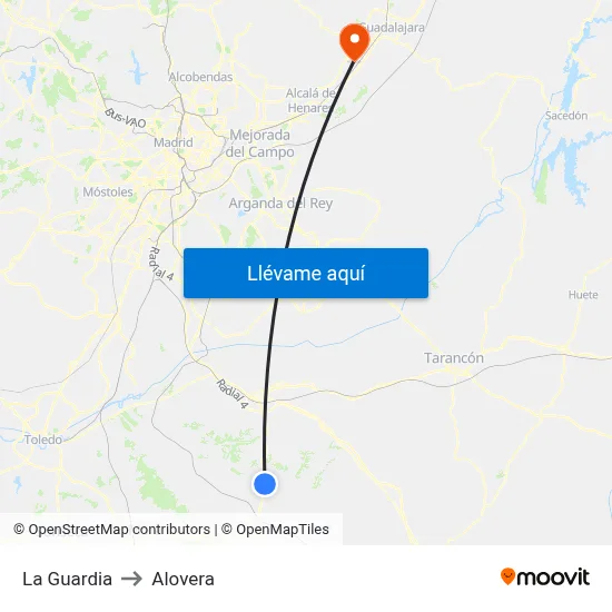 La Guardia to Alovera map