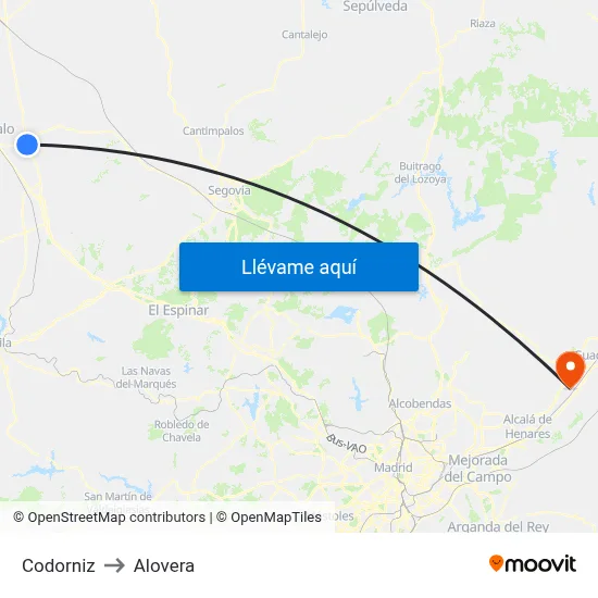 Codorniz to Alovera map