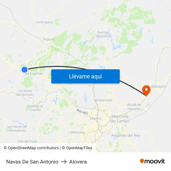 Navas De San Antonio to Alovera map