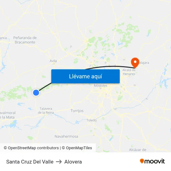 Santa Cruz Del Valle to Alovera map