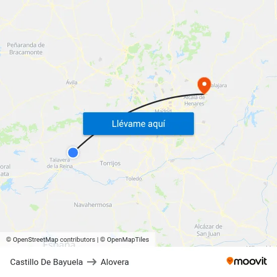 Castillo De Bayuela to Alovera map