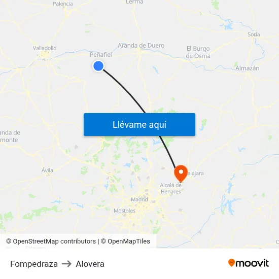 Fompedraza to Alovera map