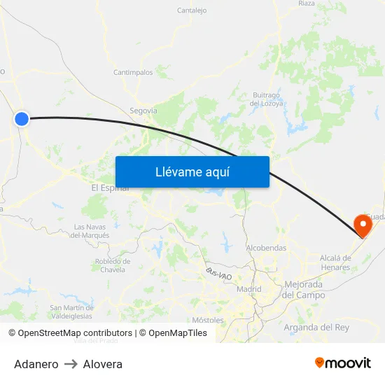 Adanero to Alovera map