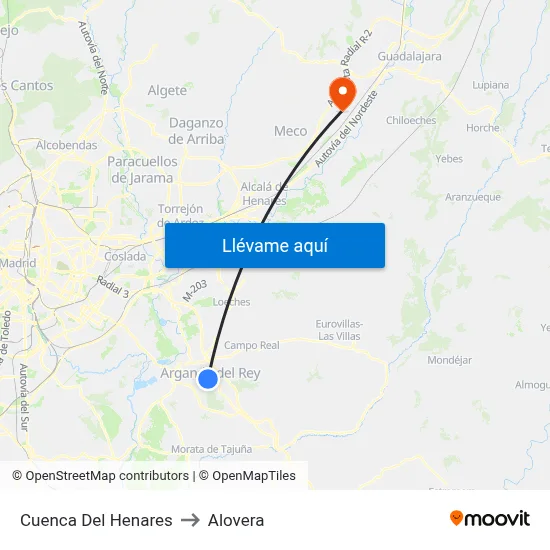 Cuenca Del Henares to Alovera map