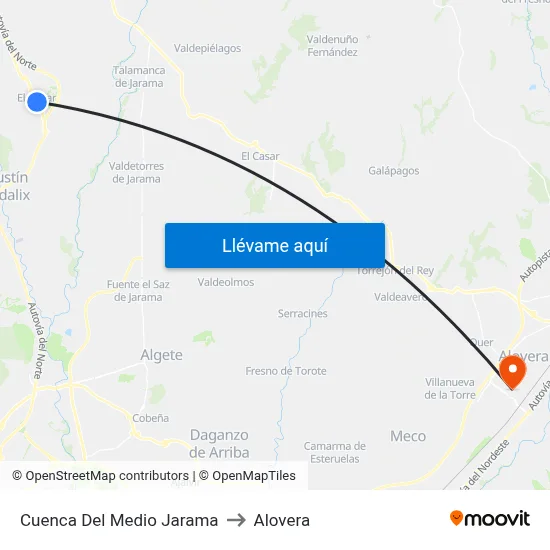 Cuenca Del Medio Jarama to Alovera map